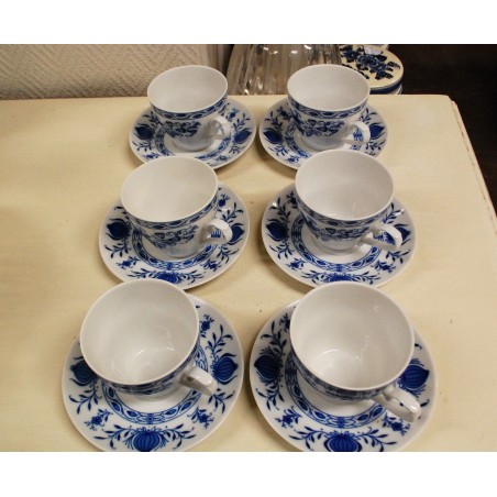 (n-5281/9) Bavaria Winterling Echt Kobalt, sibulamustriga kohvitassid-taldrikud, 6tk