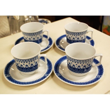 (n-5313/3) Jlmenau  Graf von Henneberg Echt Kobalt kohvitassid-taldrikud, 4tk