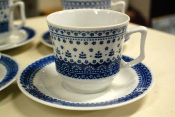 (n-5313/3) Jlmenau  Graf von Henneberg Echt Kobalt kohvitassid-taldrikud, 4tk 2