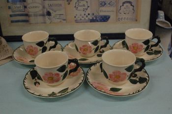 (n-2742/5) Villeroy&Boch Wild Rose kohvitassid-taldrikud, 5tk 2