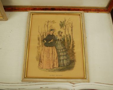 (R-025) 2tk Vanad raamitud pildid Prantsuse moest 1800a