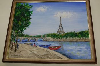 (L-483) Anna Karins, raamitud õlimaal, signeeritud 2