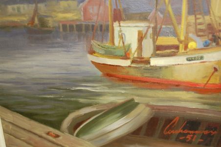 (L-488) Raamitud mereteemaline õlimaal, signeeritud