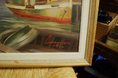 (L-488) Raamitud mereteemaline õlimaal, signeeritud