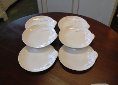 (n-5831) Valged vähkidega mereanni taldrikud, 6tk