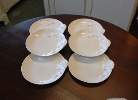 (n-5831) Valged vähkidega mereanni taldrikud, 6tk (n-5831) Valged vähkidega mereanni taldrikud, 6tk