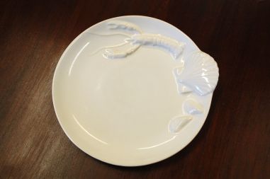 (n-5831) Valged vähkidega mereanni taldrikud, 6tk