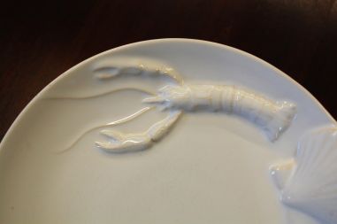 (n-5831) Valged vähkidega mereanni taldrikud, 6tk