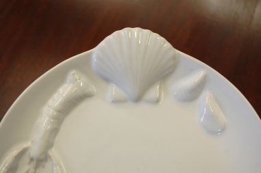 (n-5831) Valged vähkidega mereanni taldrikud, 6tk