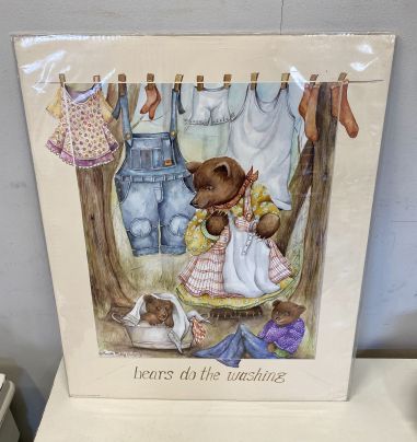 (P-912) Trükipilt-plakat "karud pesu pesemas"