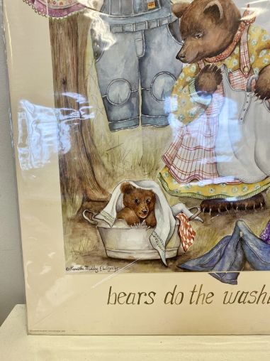 (P-912) Trükipilt-plakat "karud pesu pesemas"