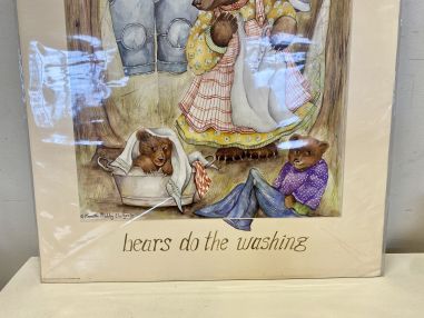 (P-912) Trükipilt-plakat "karud pesu pesemas"