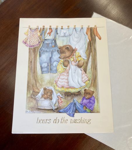 (P-912) Trükipilt-plakat "karud pesu pesemas"