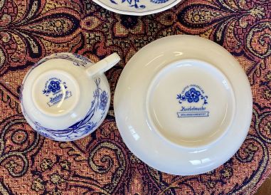 (n-5885) Triptis Porzellan Zwiebelmuster, kohvitassid-taldrikud, 6 tk komplektis