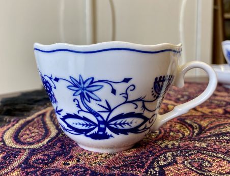 (n-5885) Triptis Porzellan Zwiebelmuster, kohvitassid-taldrikud, 6 tk komplektis