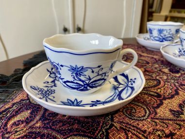 (n-5885) Triptis Porzellan Zwiebelmuster, kohvitassid-taldrikud, 6 tk komplektis