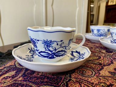 (n-5885) Triptis Porzellan Zwiebelmuster, kohvitassid-taldrikud, 6 tk komplektis