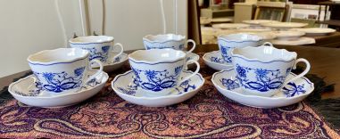 (n-5885) Triptis Porzellan Zwiebelmuster, kohvitassid-taldrikud, 6 tk komplektis