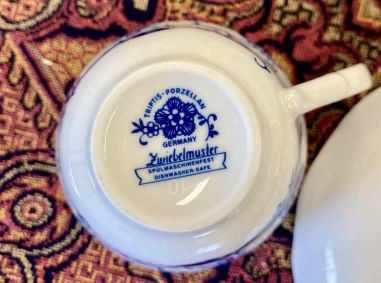 (n-5885) Triptis Porzellan Zwiebelmuster, kohvitassid-taldrikud, 6 tk komplektis