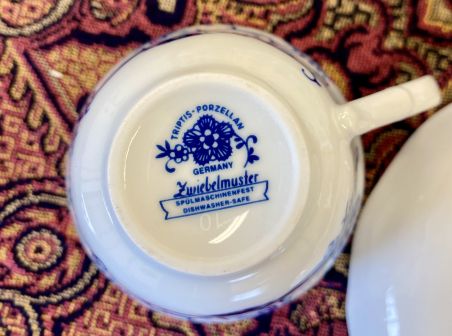 (n-5885) Triptis Porzellan Zwiebelmuster, kohvitassid-taldrikud, 6 tk komplektis