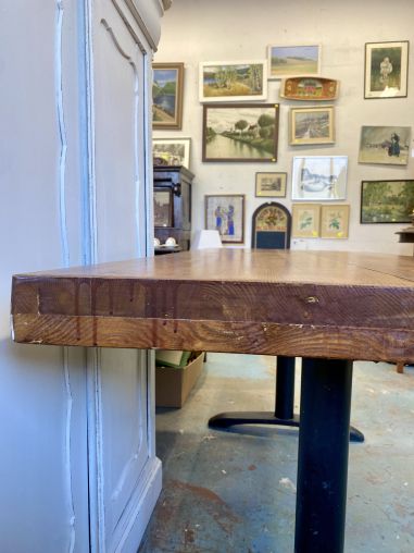 (L-508) Raske puitplaadiga kohvikulaud