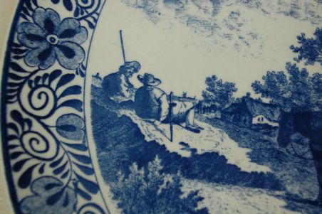 (n-5966) Delfts Blauw käsitsimaalitud suur seinataldrik "Suvi"