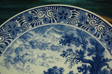 (n-5966) Delfts Blauw käsitsimaalitud suur seinataldrik "Suvi"