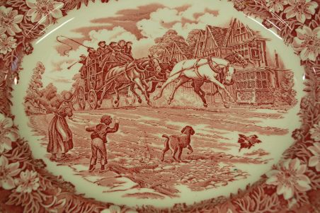 (n-5983/4) Royal tudor Ware Staffordshire, Coaching Taverns 1828, ovaalne vaagen