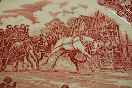 (n-5983/4) Royal tudor Ware Staffordshire, Coaching Taverns 1828, ovaalne vaagen