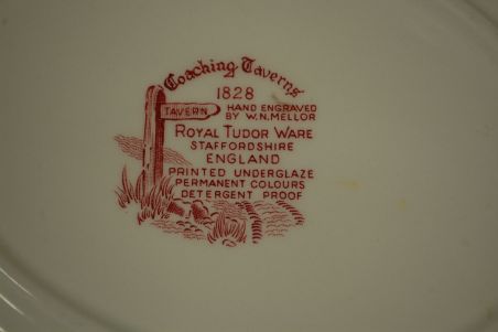 (n-5983/4) Royal tudor Ware Staffordshire, Coaching Taverns 1828, ovaalne vaagen