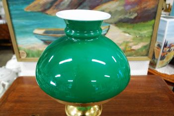 (n-6263) Vana rohelise klaaskupliga laualamp 2