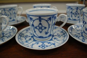 (n-6283/1) Bavaria Winterling Schwarzenbach, õlelillemustriga kohvitassid-taldrikud, 6tk 2