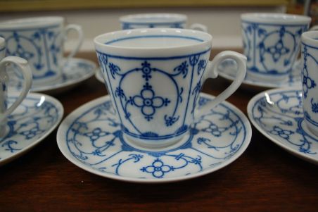 (n-6283/1) Bavaria Winterling Schwarzenbach, õlelillemustriga kohvitassid-taldrikud, 6tk