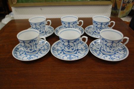 (n-6283/1) Bavaria Winterling Schwarzenbach, õlelillemustriga kohvitassid-taldrikud, 6tk