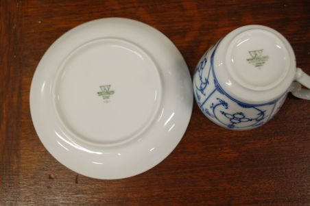 (n-6283/1) Bavaria Winterling Schwarzenbach, õlelillemustriga kohvitassid-taldrikud, 6tk