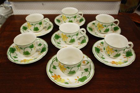 (n-6360/5) Villeroy & Boch Geranium kohvitassid-taldrikud, 7tk