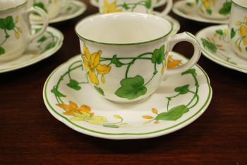 (n-6360/5) Villeroy & Boch Geranium kohvitassid-taldrikud, 7tk 2