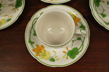 (n-6360/5) Villeroy & Boch Geranium kohvitassid-taldrikud, 7tk