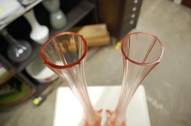 (n-6441) Kõrged roosad klaasvaasid, 2tk