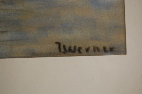 (P-946) Raamitud joonistus "Sadamas", signeeritud