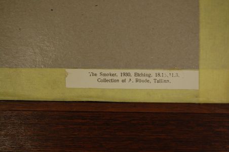 (P-624) Viiralt, trükirepro Suitsetaja. Ofort.1930 (P-624) Viiralt, trükirepro Suitsetaja. Ofort.1930