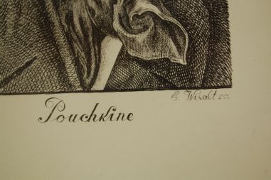 (P-689) Viiralt, trükirepro A.S Puškini portree. Vasegravüür. 1928