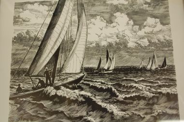 (P-999) Esko Lepp, raamitud graafiline leht Jahid merel