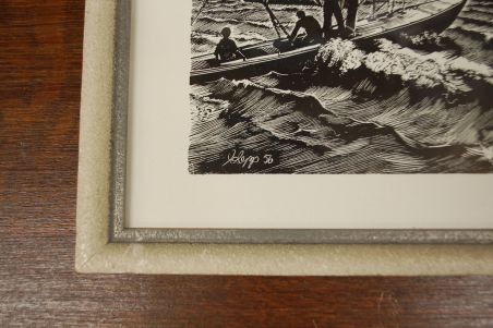 (P-999) Esko Lepp, raamitud graafiline leht Jahid merel