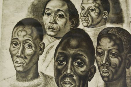 (P-1001) Viiralt, trükirepro Neegrite pead