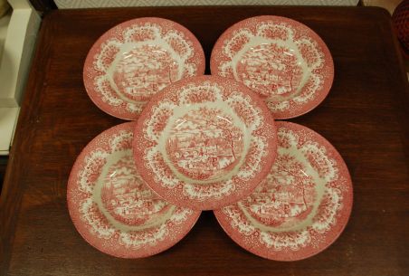 (n-3198) English Ironstone Tableware, River Scenes, supi-pstataldrikud, 5tk (n-3198) English Ironstone Tableware, River Scenes, supi-pstataldrikud, 5tk