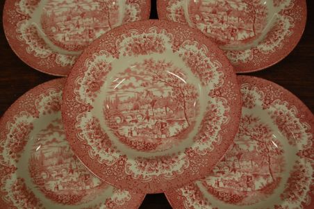 (n-3198) English Ironstone Tableware, River Scenes, supi-pstataldrikud, 5tk (n-3198) English Ironstone Tableware, River Scenes, supi-pstataldrikud, 5tk