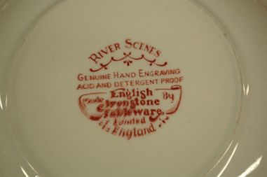 (n-3198) English Ironstone Tableware, River Scenes, supi-pstataldrikud, 5tk