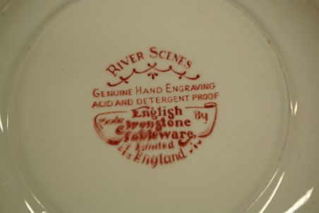 (n-3198) English Ironstone Tableware, River Scenes, supi-pstataldrikud, 5tk (n-3198) English Ironstone Tableware, River Scenes, supi-pstataldrikud, 5tk