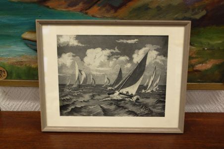 (P-1011) Esko lepp, raamitud graafiline leht Regatt